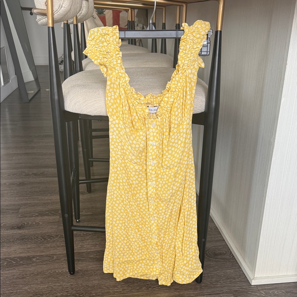 With Jean Yellow Floral Mini Dress